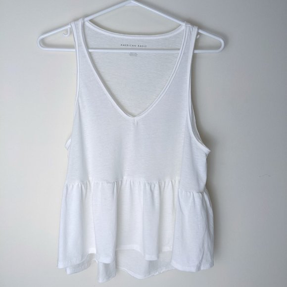 3/$20 AE White Babydoll Tank Sz S - Picture 1 of 3